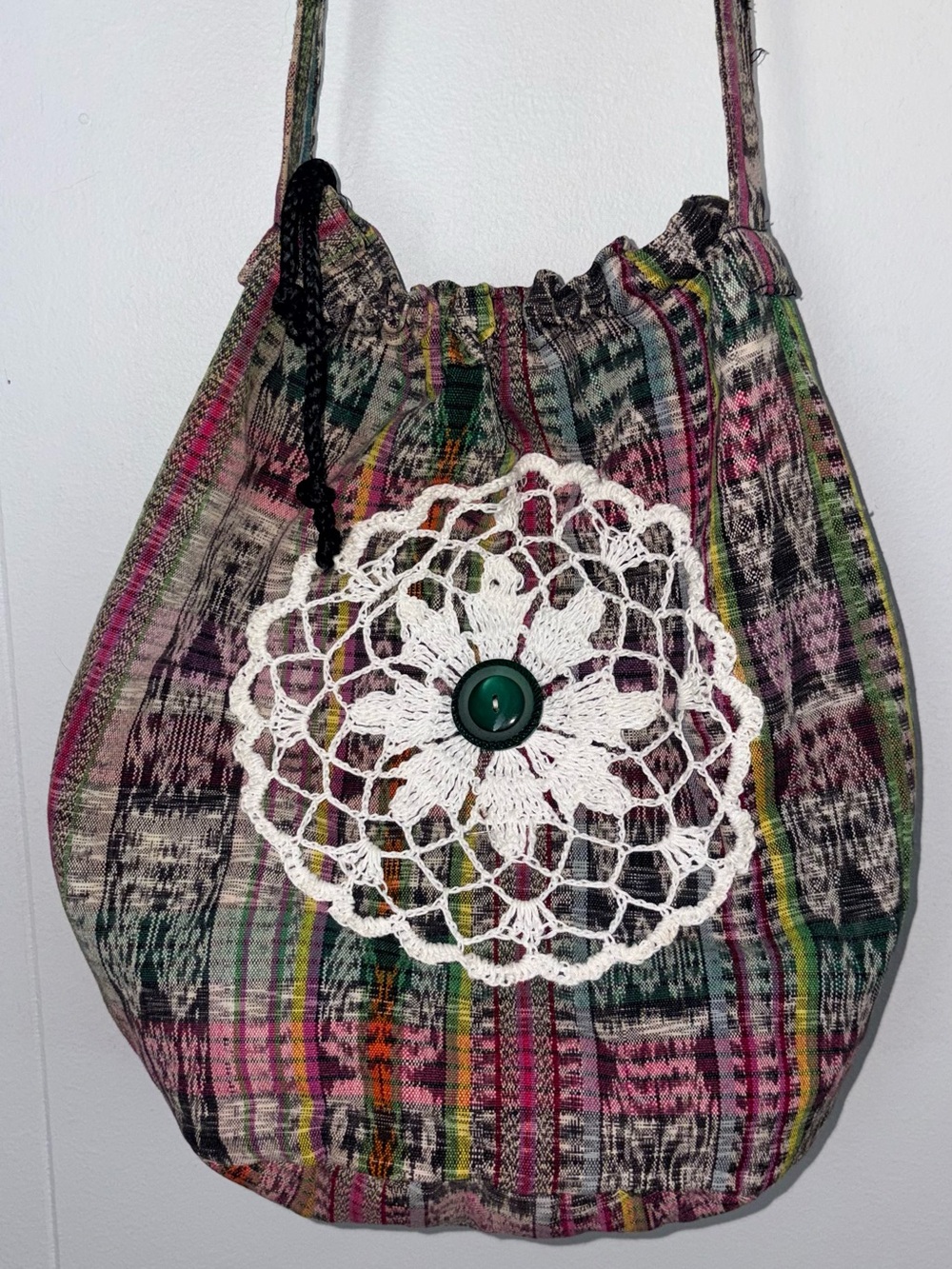 Guatemala Woven Cotton Crossbody Bag Multicolor Boho Crochet Purse